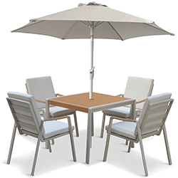 Extra image of LG Lisbon 4 Seat Dining Set with 2.5m Parasol