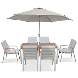 Extra image of LG Lisbon 6 Seat Dining Set with 3.0m Parasol