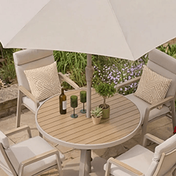 Extra image of LG Sorrento 4 Seat Dining Set with Deluxe 2.5m Parasol