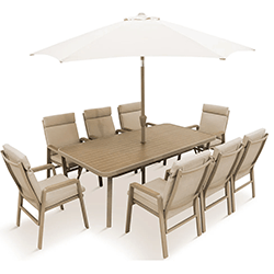 Extra image of LG Sorrento 8 Seat Dining Set with Deluxe 3x2m Parasol