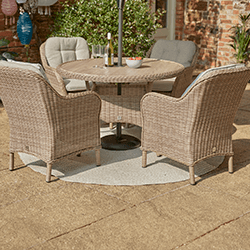 Extra image of LG St Tropez Sand 4 Seat Dining Set with 2.5m Parasol