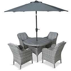 Extra image of LG St Tropez Stone 4 Seat Dining Set with 2.5m Parasol