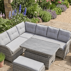 Extra image of LG St Tropez Stone Rectangular Corner Sofa Set with Adjustable Table