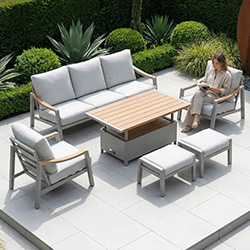 Image of LG Lisbon 3 Seat Sofa Lounge Dining Set with Adjustable Table