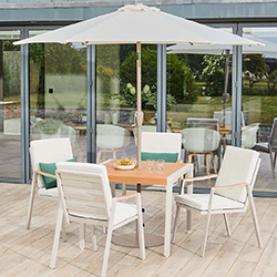 Image of LG Lisbon 4 Seat Dining Set with 2.5m Parasol