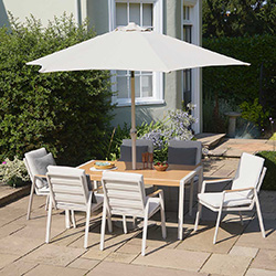 Image of LG Lisbon 6 Seat Dining Set with 3.0m Parasol