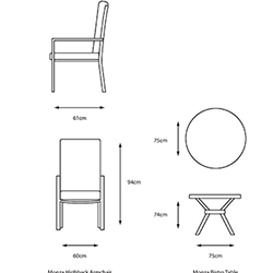 Extra image of LG Monza Bistro Set with High Back Chairs