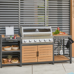 Image of LG Sanctuary Oak 6 Burner Outdoor Kitchen in Oak