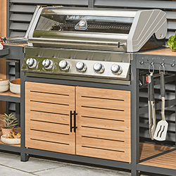 Extra image of LG Sanctuary Oak 6 Burner Outdoor Kitchen in Oak