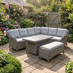 Image of LG St Tropez Stone Rectangular Corner Sofa Set with Adjustable Table
