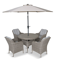 Extra image of LG St Tropez Sand 4 Seat Dining Set with 2.5m Parasol