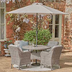 Small Image of LG St Tropez Sand 4 Seat Dining Set with 2.5m Parasol