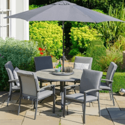 Small Image of LG Turin 6 Seater Dining Set with Lazy Susan in Graphite / Mixed Grey