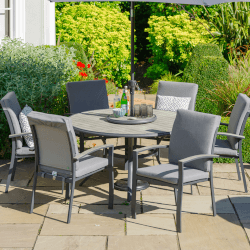 Small Image of LG Turin 6 Seater Dining Set in Graphite / Mixed Grey - No Parasol