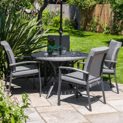 Small Image of LG Turin 4 Seater Dining Set in Graphite / Mixed Grey - No Parasol