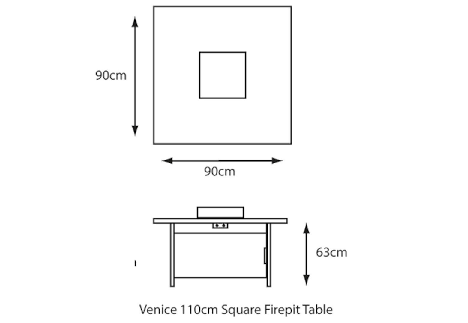 Fire Pit Table - dimensions image