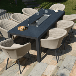 Small Image of Maze Ambition 8 Seat Rectangular Fire Pit Dining Set