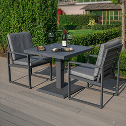 Small Image of Maze Amalfi 3 Piece Bistro Set with Rising Table in Grey