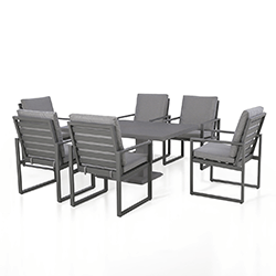 Extra image of Maze Amalfi 6 Seat Rectangular Dining Set with Rising Table in Grey