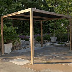 Extra image of Supremo Belfort Wood Effect Heat Transfer 4x3m Aluminium Pergola with Curtains and LED Lights