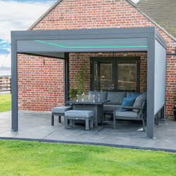 Extra image of Supremo Belfort 3x3m Aluminium Pergola with Curtains and LED Lights