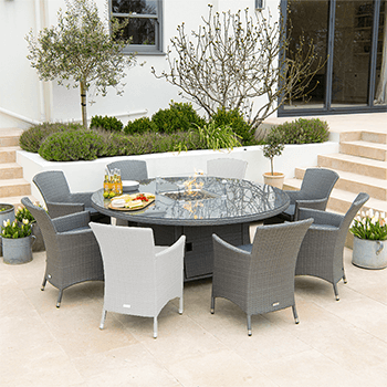 Image of Willow 6 Seater Fire Pit Table with Dining Chairs