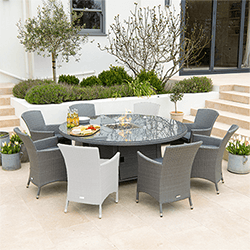 Small Image of Willow 6 Seater Fire Pit Table with Dining Chairs