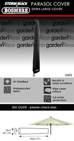 Small Image of Storm Black Extra Large Parasol Cover