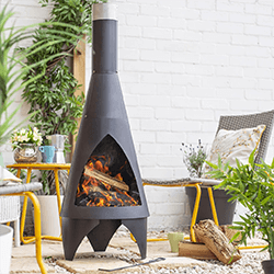Image of Colorado Black Medium Steel Chiminea by La Hacienda