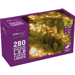 Image of Multiaction Warm White Cluster LED Christmas Lights - 280 Lights