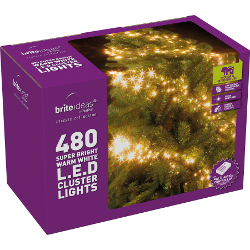Image of Multiaction Warm White Cluster LED Christmas Lights - 480 Lights