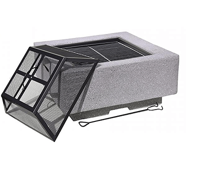 Image of Gardeco Cubo MGO Square Garden Fire Pit in Dark Grey