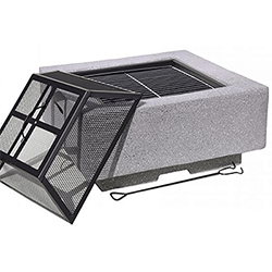 Small Image of Gardeco Cubo MGO Square Garden Fire Pit in Dark Grey