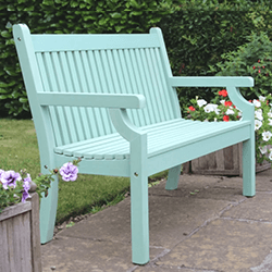 Extra image of Sandwick Winawood 2 Seater Wood Effect Garden Bench - Duck Egg Green