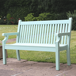 Small Image of Sandwick Winawood 2 Seater Wood Effect Garden Bench - Duck Egg Green