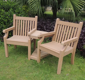 Sandwick Winawood 2 Seater Wood Effect Love Seat - Teak 