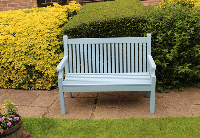 Image of Sandwick Winawood 3 Seater Wood Effect Garden Bench - Blue