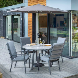 Small Image of Hartman Vienna 4 Seat Round Dining Set in Xerix/Slate