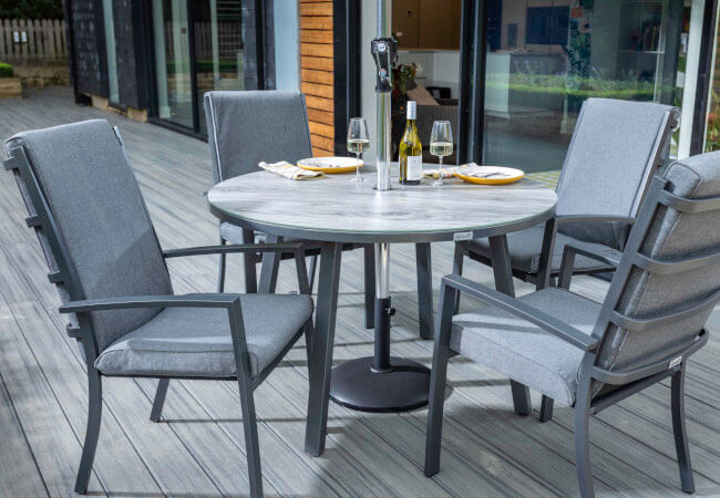 Image of EX-DISPLAY / COLLECTION ONLY - Hartman Vienna 4 Seat Round Dining Set in Xerix/Slate - NO PARASOL