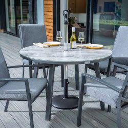 Small Image of Hartman Vienna 4 Seat Round Dining Set in Xerix/Slate - NO PARASOL