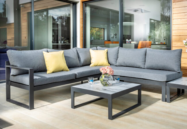 Image of Hartman Vienna Square Corner Sofa Lounge Set with Integrated Lounger in Xerix / Slate