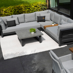 Extra image of LIFE Nevada Full Corner Sofa Set in Soltex Mist - Stelvio Table