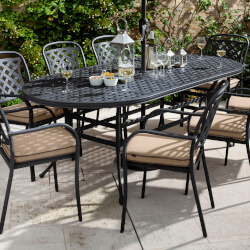 Small Image of Hartman Berkeley 8 Seat Oval Dining Set in Bronze / Amber - NO PARASOL