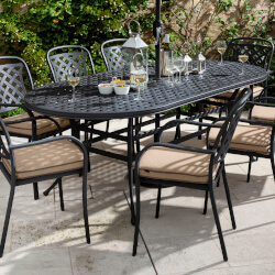 Image of Hartman Berkeley 8 Seat Oval Dining Set in Bronze / Amber - NO PARASOL