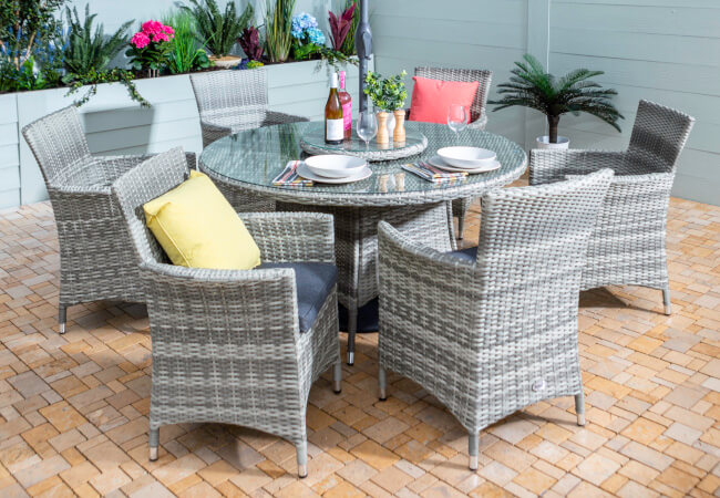 Image of Hartman Westbury 6 Seater Round Set with Lazy Susan in Ash / Slate - NO PARASOL