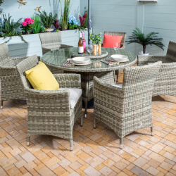 Small Image of Hartman Westbury 6 Seater Round Set with Lazy Susan in Beech / Dove - NO PARASOL