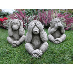 Small Image of Three Monkeys Stone Garden Ornaments