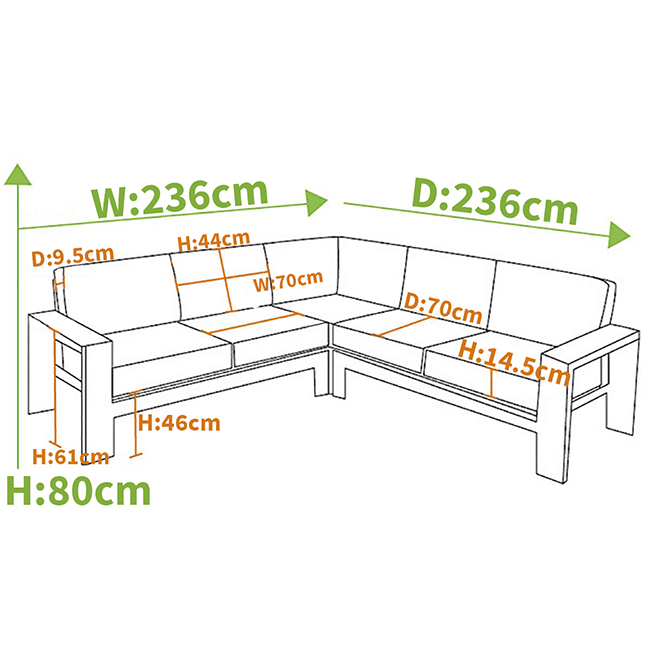 Corner Sofa dimensions image
