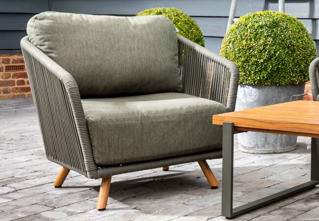 Image of Hartman Eden Lounge Chair Moss/Juniper Rope/Acacia wood