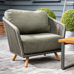 Small Image of Hartman Eden Lounge Chair Moss/Juniper Rope/Acacia wood